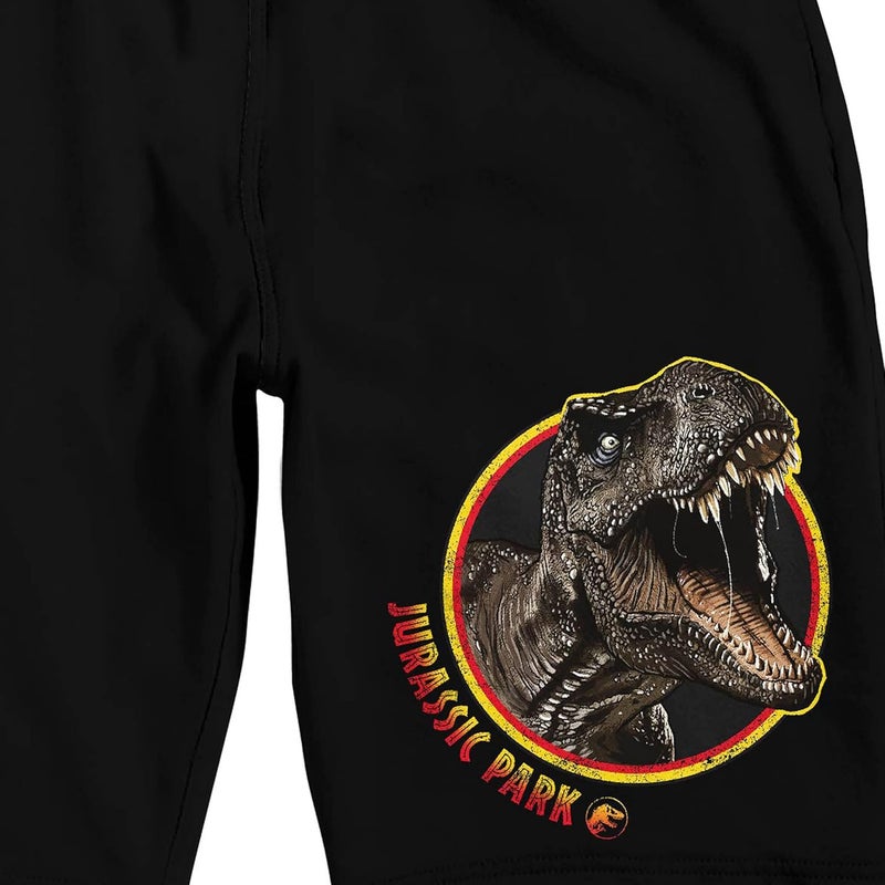 Bio World Jurassic Park T-Rex Men's Black Sleep Pajama Shorts - Image 2